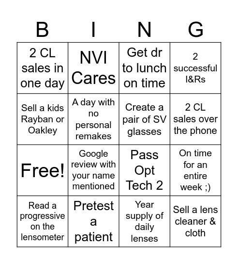 8249 BINGO Card