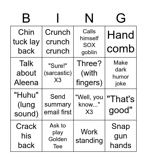 Connor Bingo Card