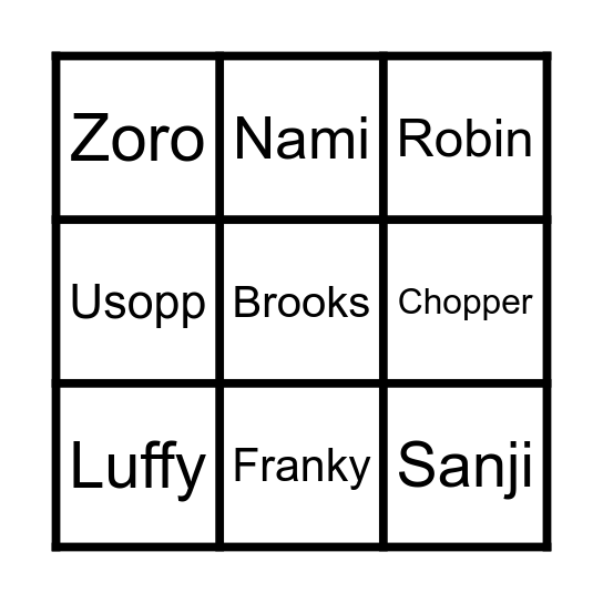 One Piece Bingo Card