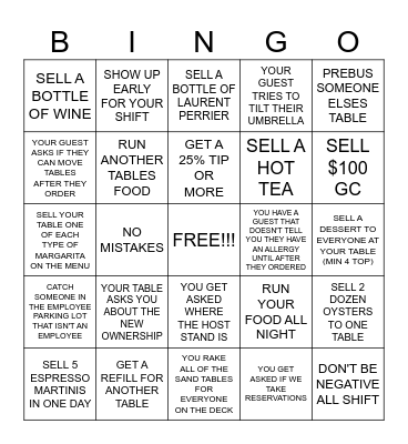 SERVER BINGO Card