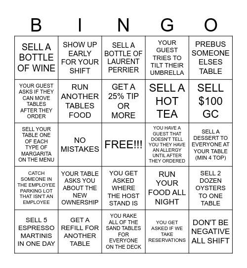 SERVER BINGO Card