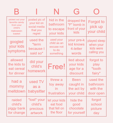 Bad MOM Bingo Card