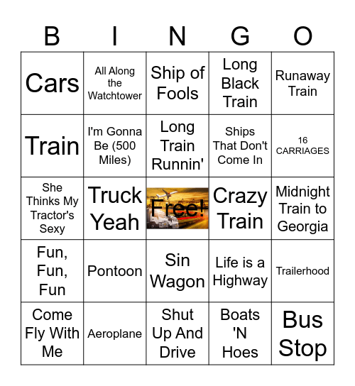 Transportation Music Bingo Card