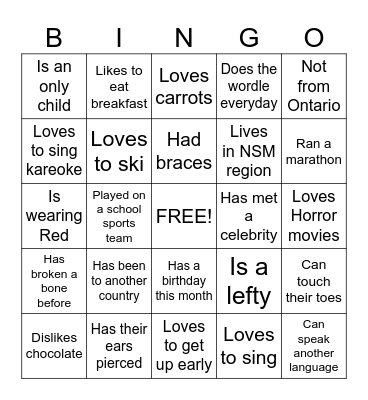 FUN FUN FUN ! Bingo Card