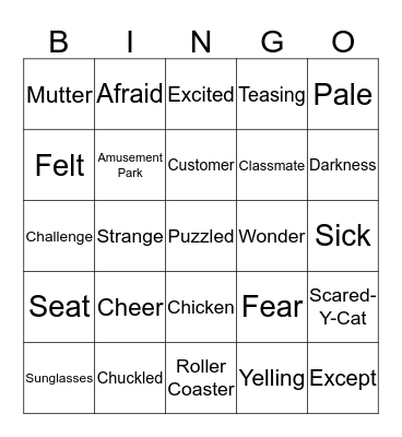 Scared-Y-Cat Sammy Bingo Card