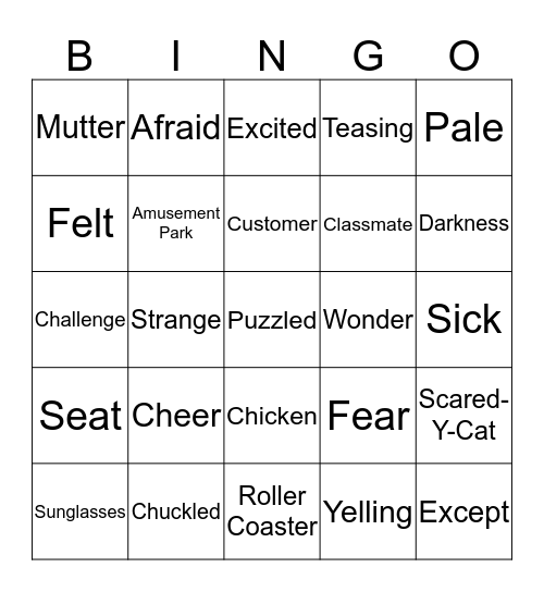 Scared-Y-Cat Sammy Bingo Card
