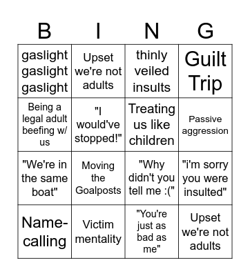 Claire Bingo Card