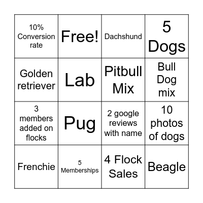 Bingo Card Flock/Dog Days 8/24-8/26 Bingo Card