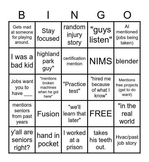 Bing Bingo Card