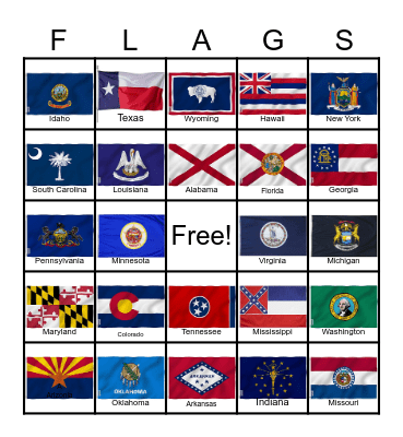 State Flags Bingo Card