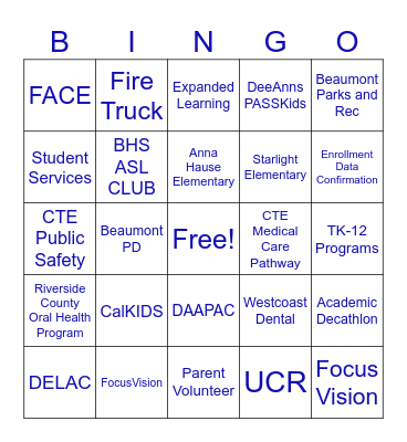 Welcome Back Event Bingo Card