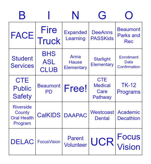 Welcome Back Event Bingo Card