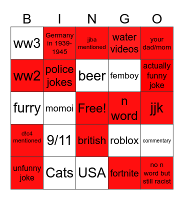 Instagram reels Bingo Card