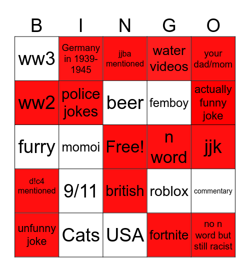 Instagram reels Bingo Card