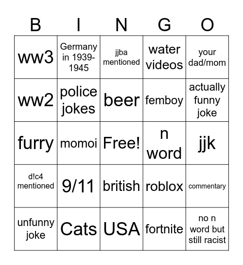 Instagram reels Bingo Card