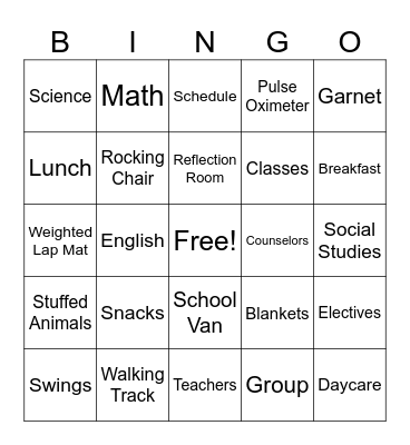 Welcome Back Bingo Card