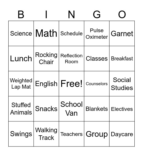 Welcome Back Bingo Card