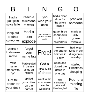 COJ & KB Bingo Card