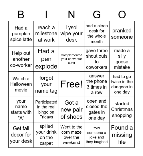 COJ & KB Bingo Card
