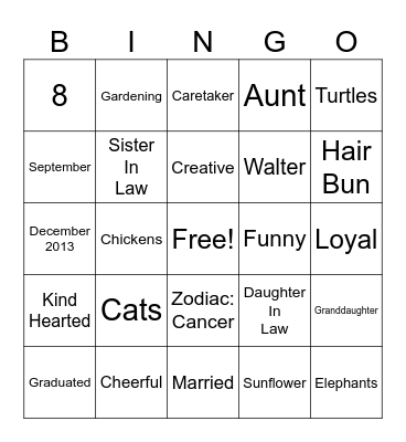 Alishia's Bingo Card
