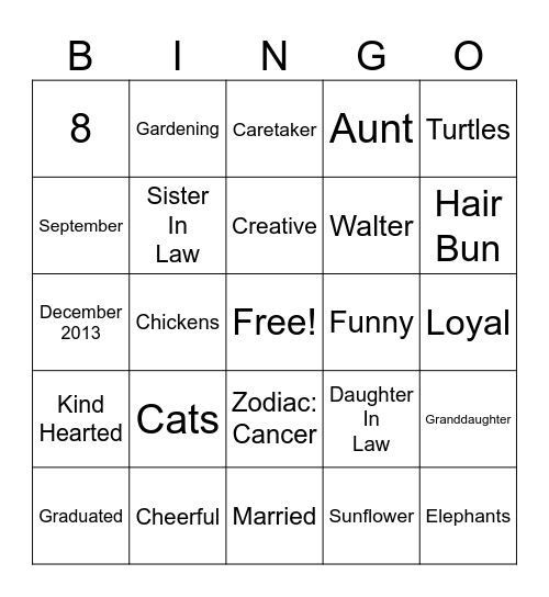 Alishia's Bingo Card