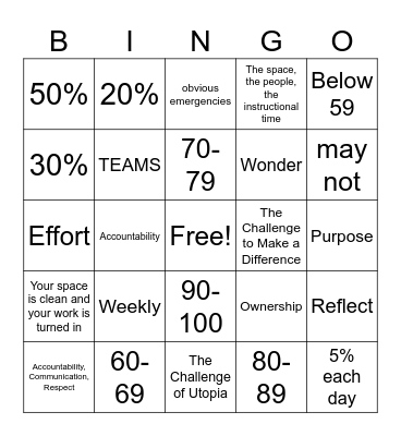 Syllabus Bingo Card