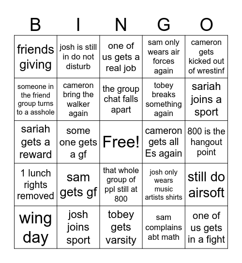 10th Bingo Card