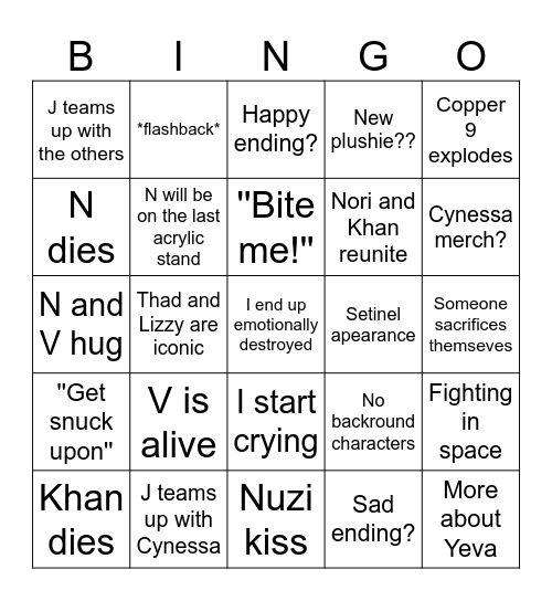 Murder drones ep 8 predictions Bingo Card