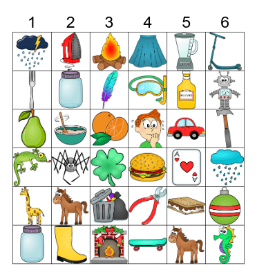 Dice N Dot - R Bingo Card