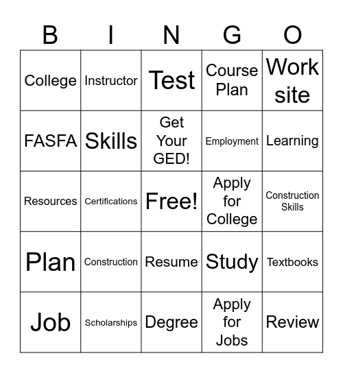 Career Bingo Card