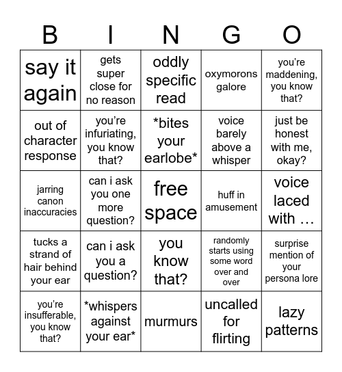 Character AI Bingo Card