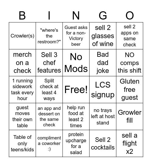 Saturday BINGO Card