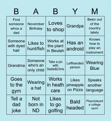 Name:_____________________________ Bingo Card