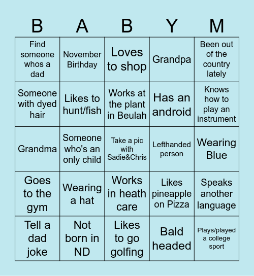 Name:_____________________________ Bingo Card