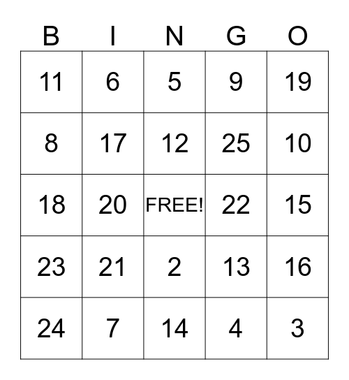 Math Addition Bingo  Bingo Card