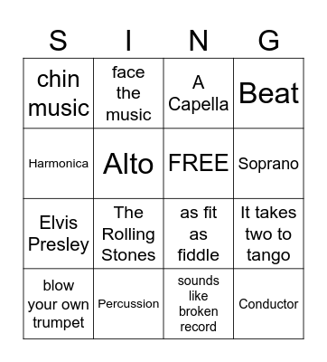MUSIC MUSIC MUSIC Bingo Card