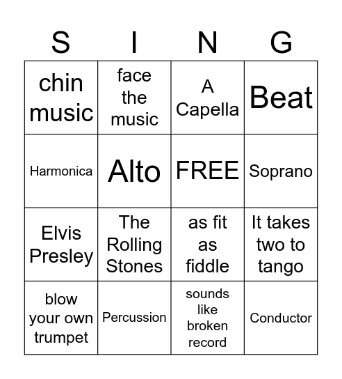 MUSIC MUSIC MUSIC Bingo Card