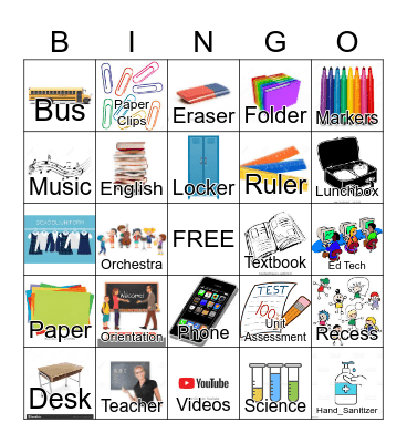 Back to School Bingo Card