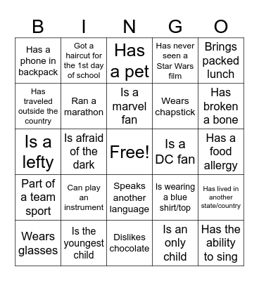 Ice-Ice Breaker! Bingo Card