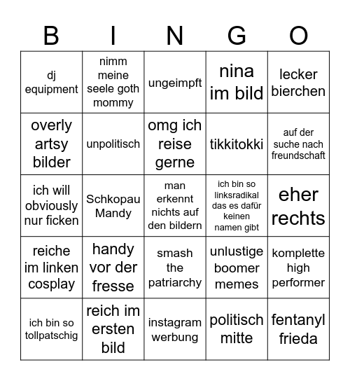 hinge bingo Card