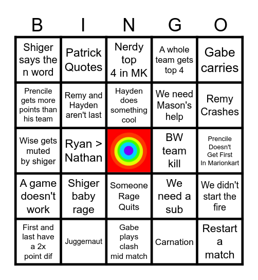 All Stars Bingo Card