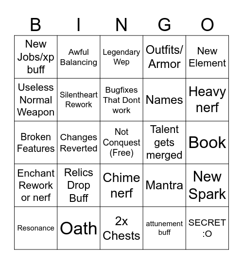 Untitled Bingo Card