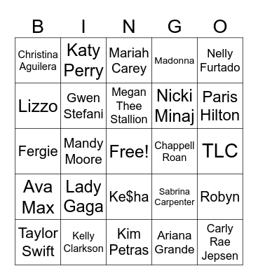 POP PRINCESS Bingo Card