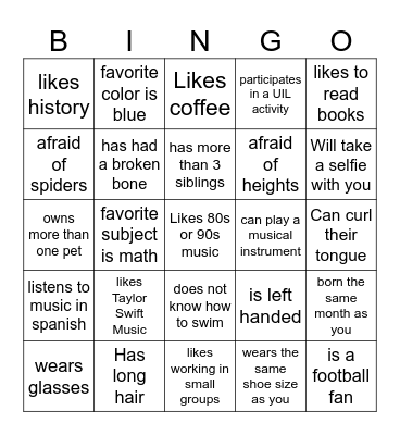 Find someone who... Bingo Card