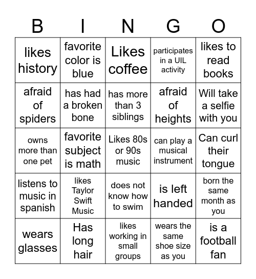 Find someone who... Bingo Card