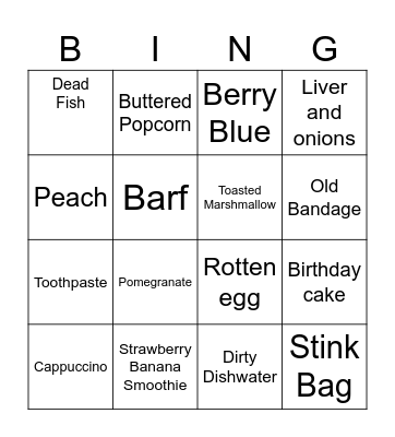 Bean Boozled Bingo Card