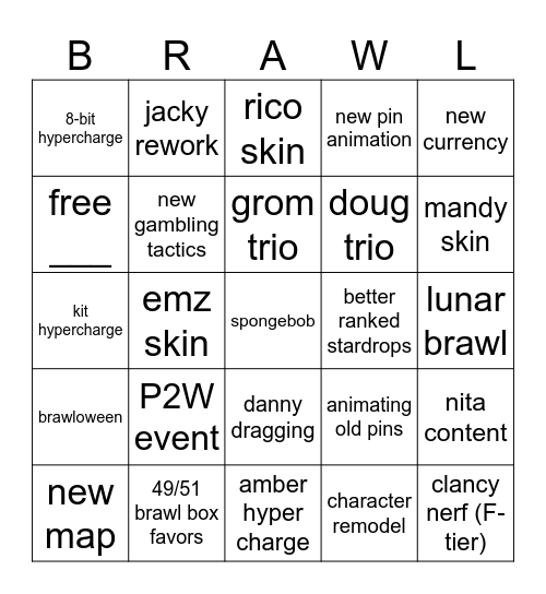 brawl talk!! Bingo Card