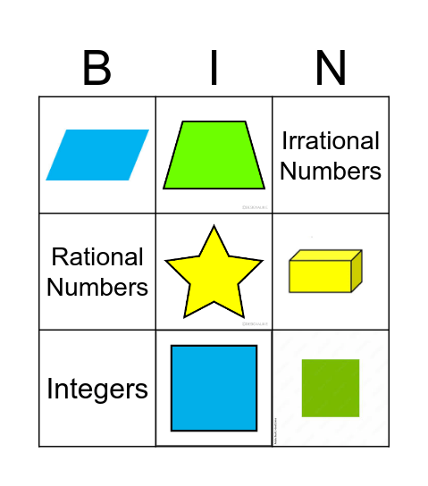 shapes Bingo Card