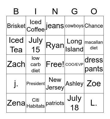 G&P BINGO Card