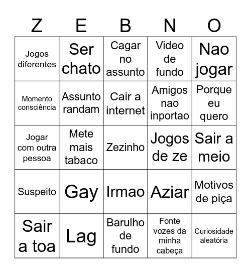 Zé bingo Card